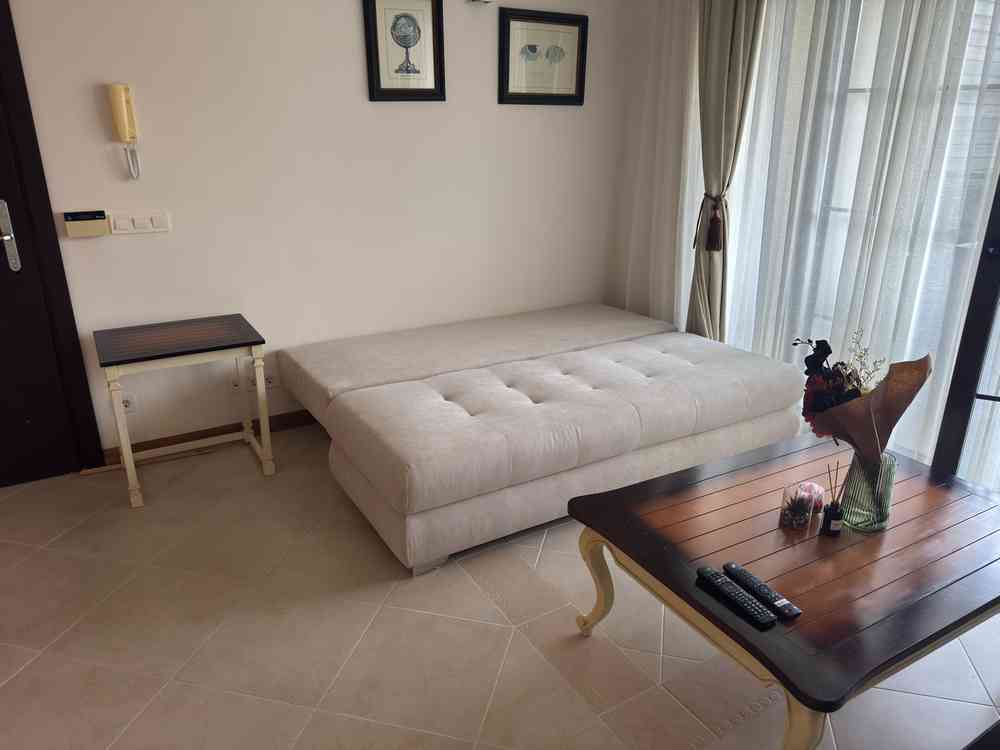 Sofa bed unfolded, extra sleeping space